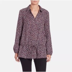 TORY BURCH Silk Red Agate Confetti Drop Waist Tunic Blouse